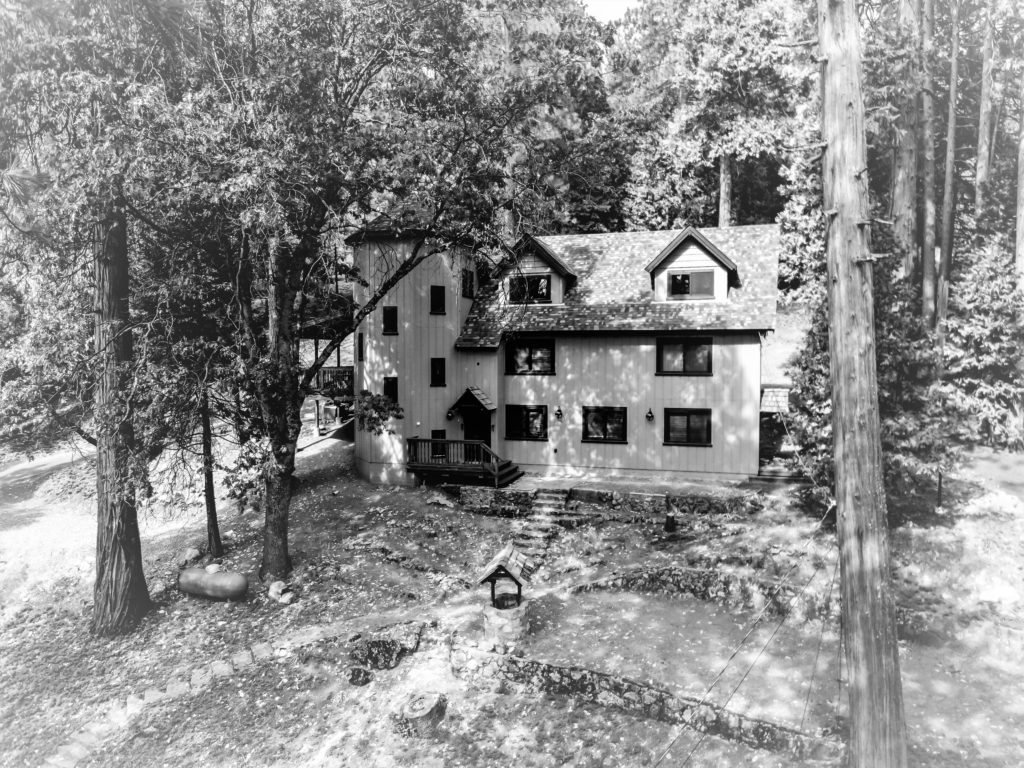 Magical Mystery Cabin Front Elevation Black & White